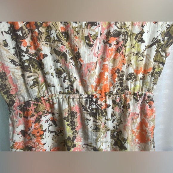 Eddie Bauer V Neck Faux Wrap 100% Cotton Floral Dress Size 12 - Picture 6 of 14